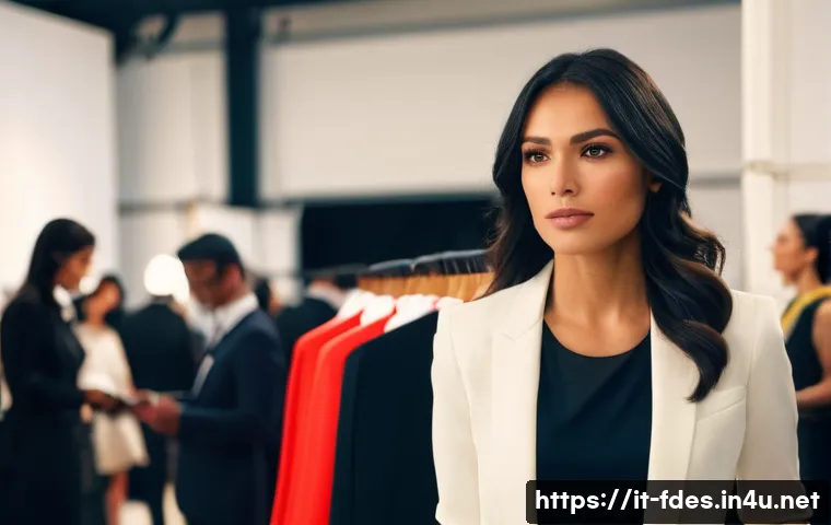 패션 코디네이터의 연차별 평균 연봉 - **"The Orchestrator Behind the Scenes"**: A dynamic and elegant scene showcasing a female fashion co...