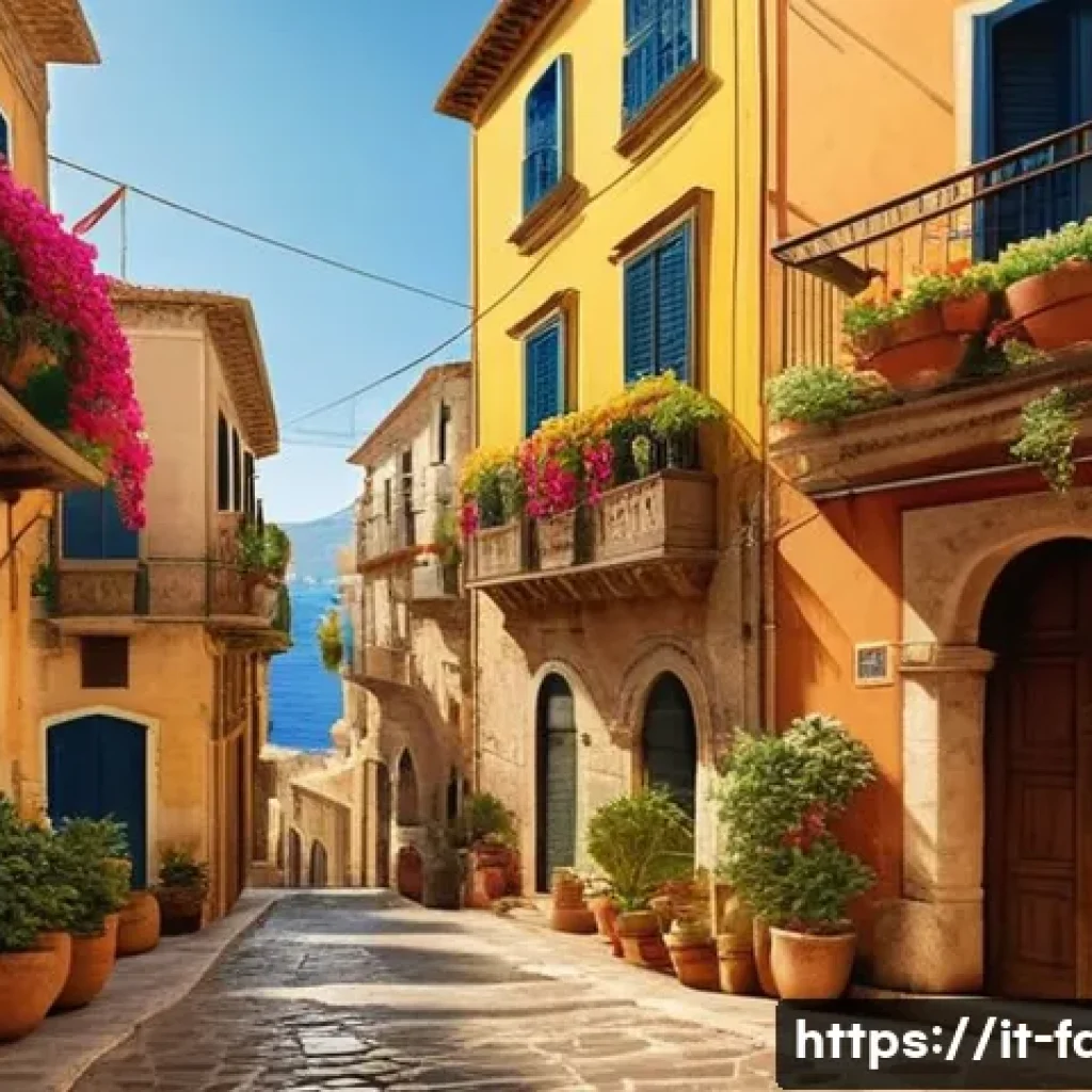 패션 코디네이터의 지역 트렌드 분석 - A vibrant street scene in Sicily during spring and summer, showcasing local people wearing tradition...