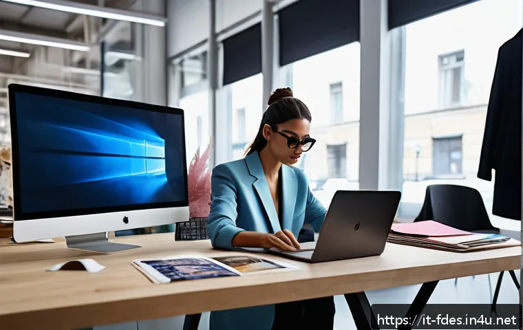 패션 코디네이터 직업의 장단점 - A dynamic fashion coordinator managing a hectic schedule in a stylish modern office filled with mood...