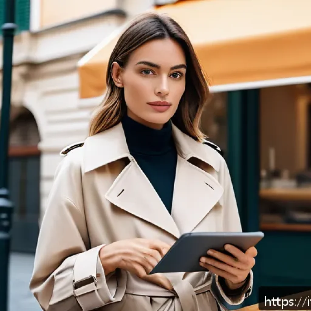 패션 코디네이터가 알아야 할 패션 마케팅 - A stylish female fashion coordinator in a modern Italian urban setting, wearing a chic minimalistic ...